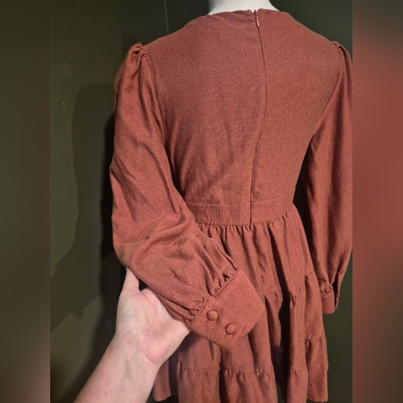 Lulu's Deep Rust Color Long Sleeve Dress - Picture 4 of 7